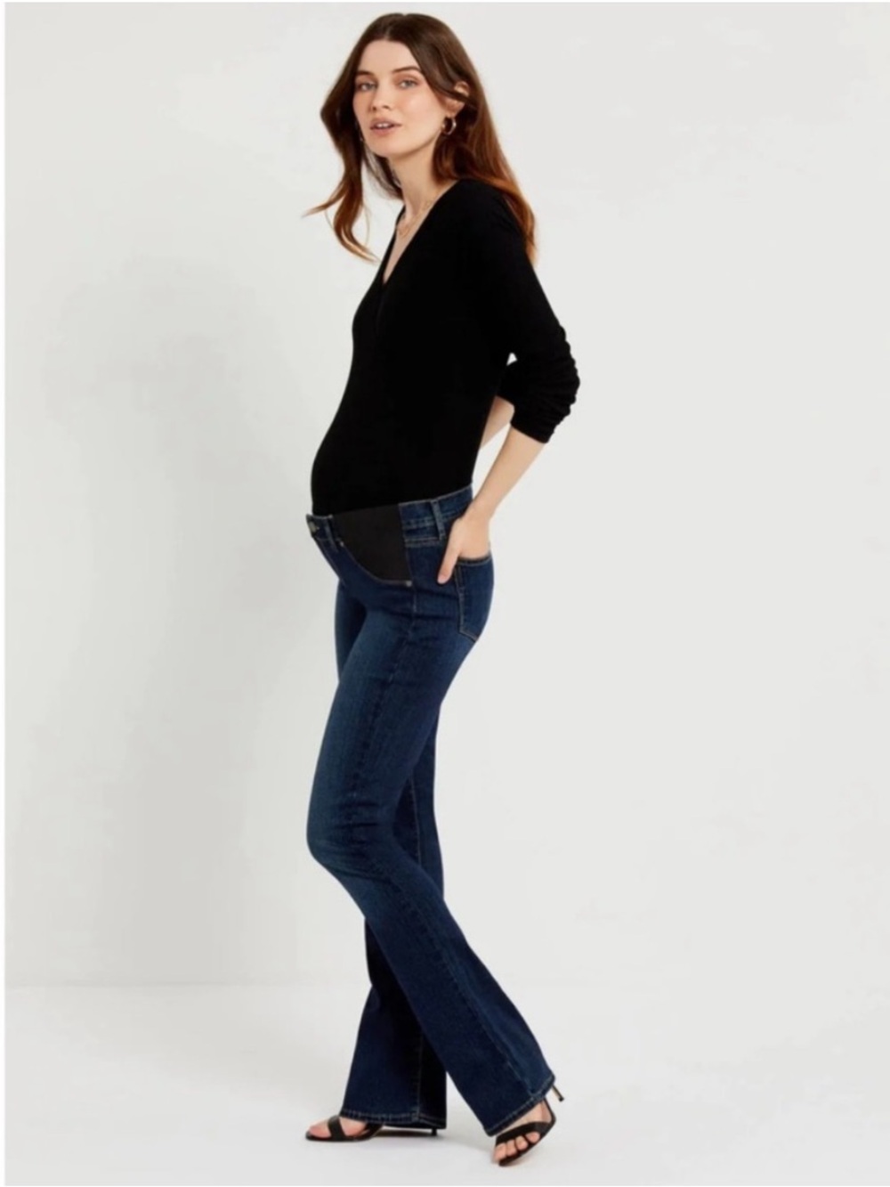 Paige Maternity Manhattan Boot Cut Jeans. Dark Wash. size 28